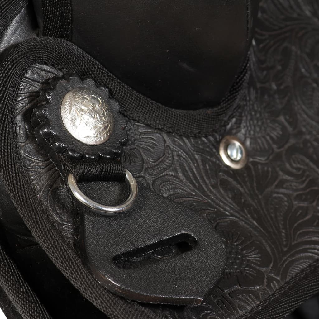 Sella Western Testiera e Pettorale in Vera Pelle 12" Nero