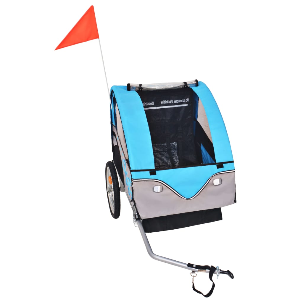Rimorchio per Bici Grigio e Blu 30 kg
