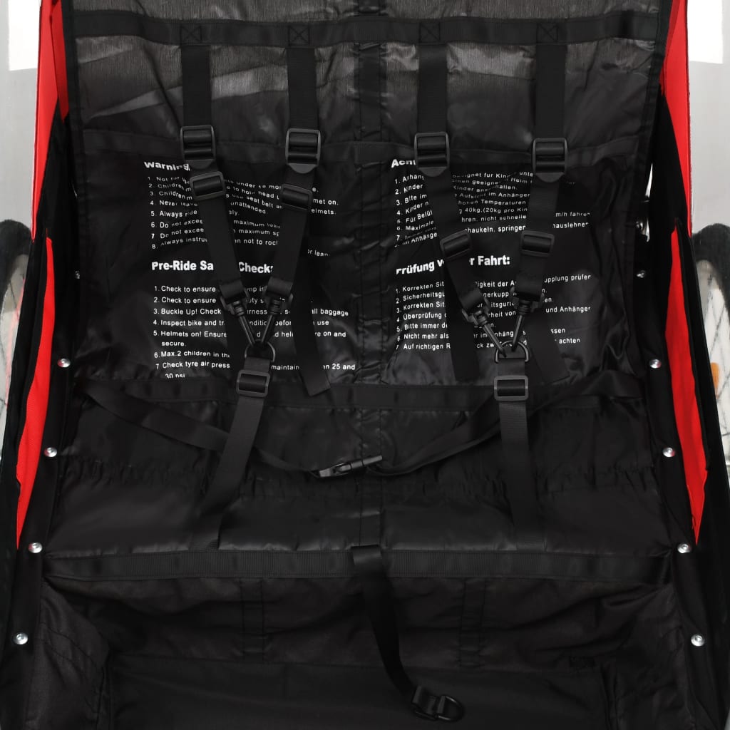 Rimorchio per Bici e Passeggino 2 in 1 Nero e Rosso