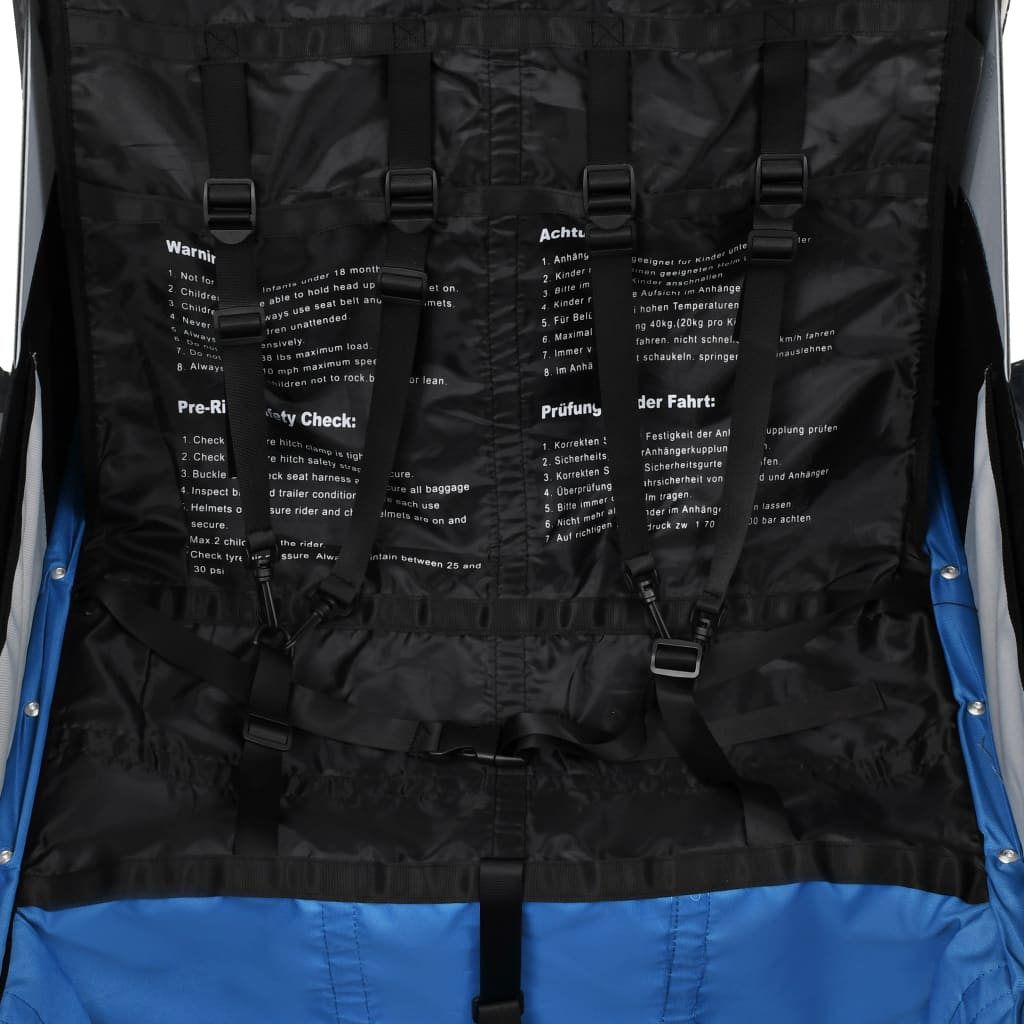 Rimorchio per Bici e Passeggino 2 in 1 Blu e Grigio