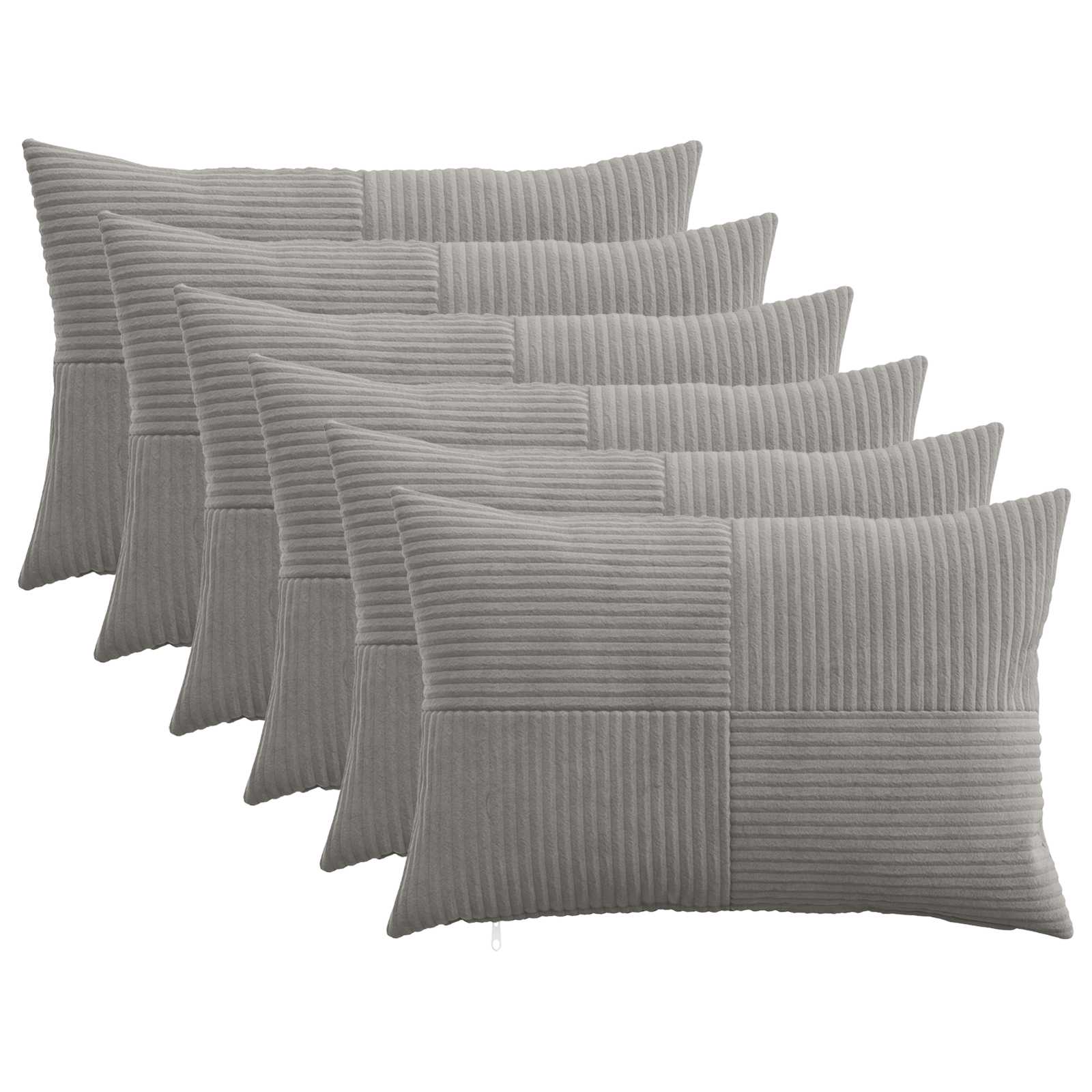 Federa 6 pcs ALMELO Grigio Chiaro 30 x 50 cm corduroy
