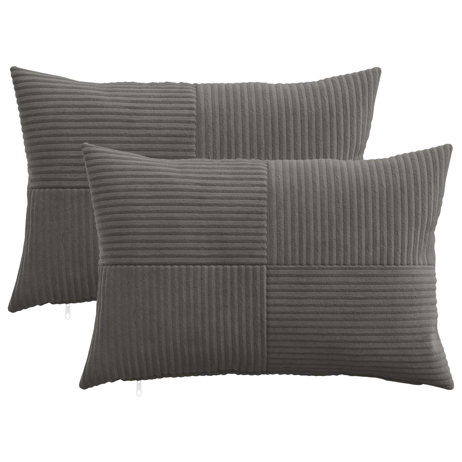 Federa 2 pcs ALMELO Grigio Scuro 30 x 50 cm corduroy