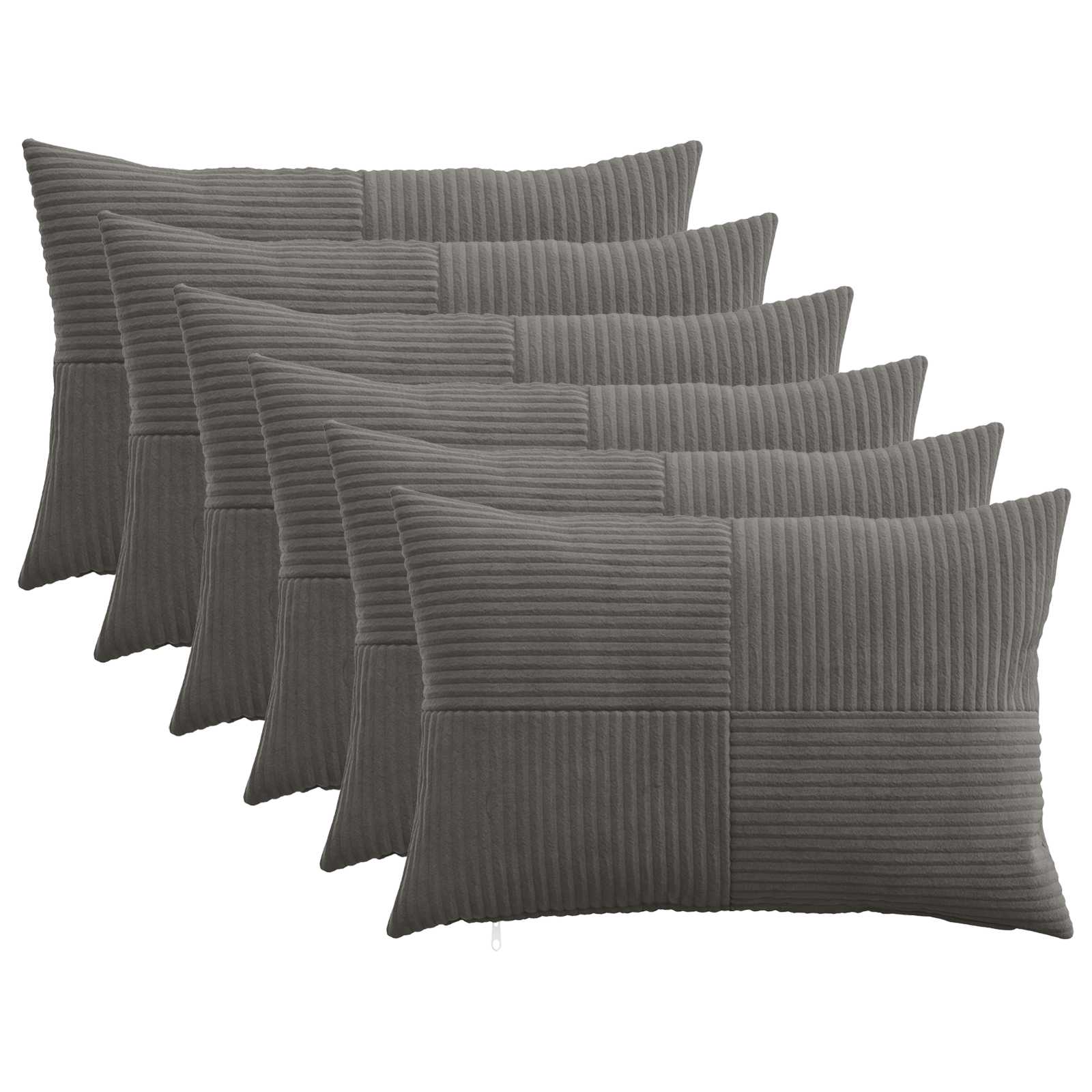 Federa 6 pcs ALMELO Grigio Scuro 30 x 50 cm corduroy