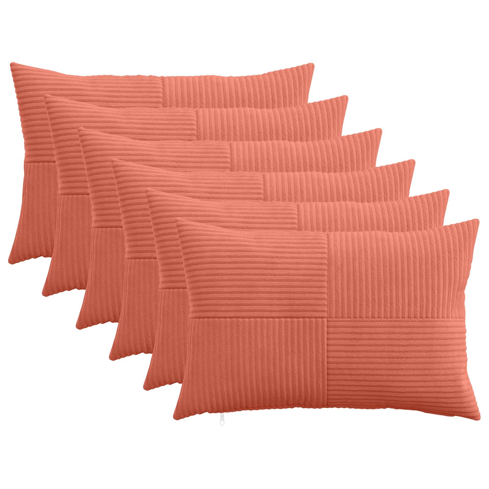 Federa 6 pcs ALMELO Rosso Arancio 30 x 50 cm corduroy