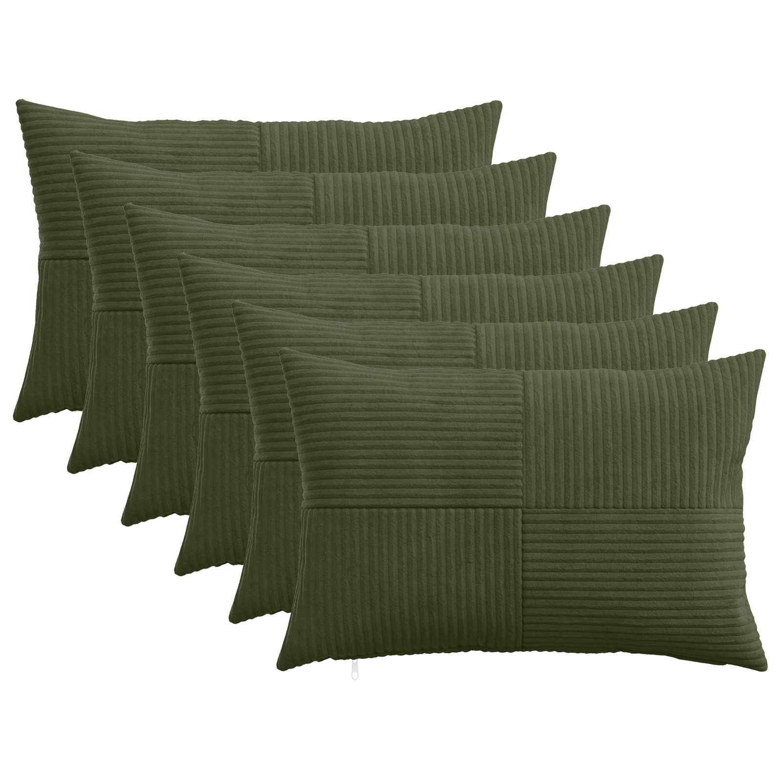 Federa 6 pcs ALMELO Verde 30 x 50 cm corduroy