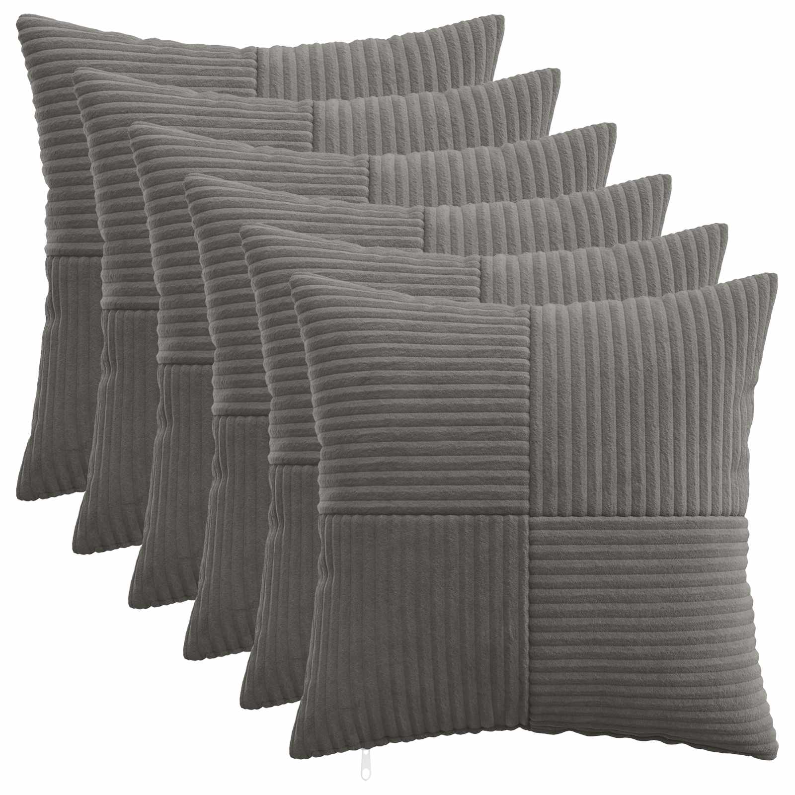 Federa 6 pcs ALMELO Grigio Scuro 35 x 35 cm corduroy