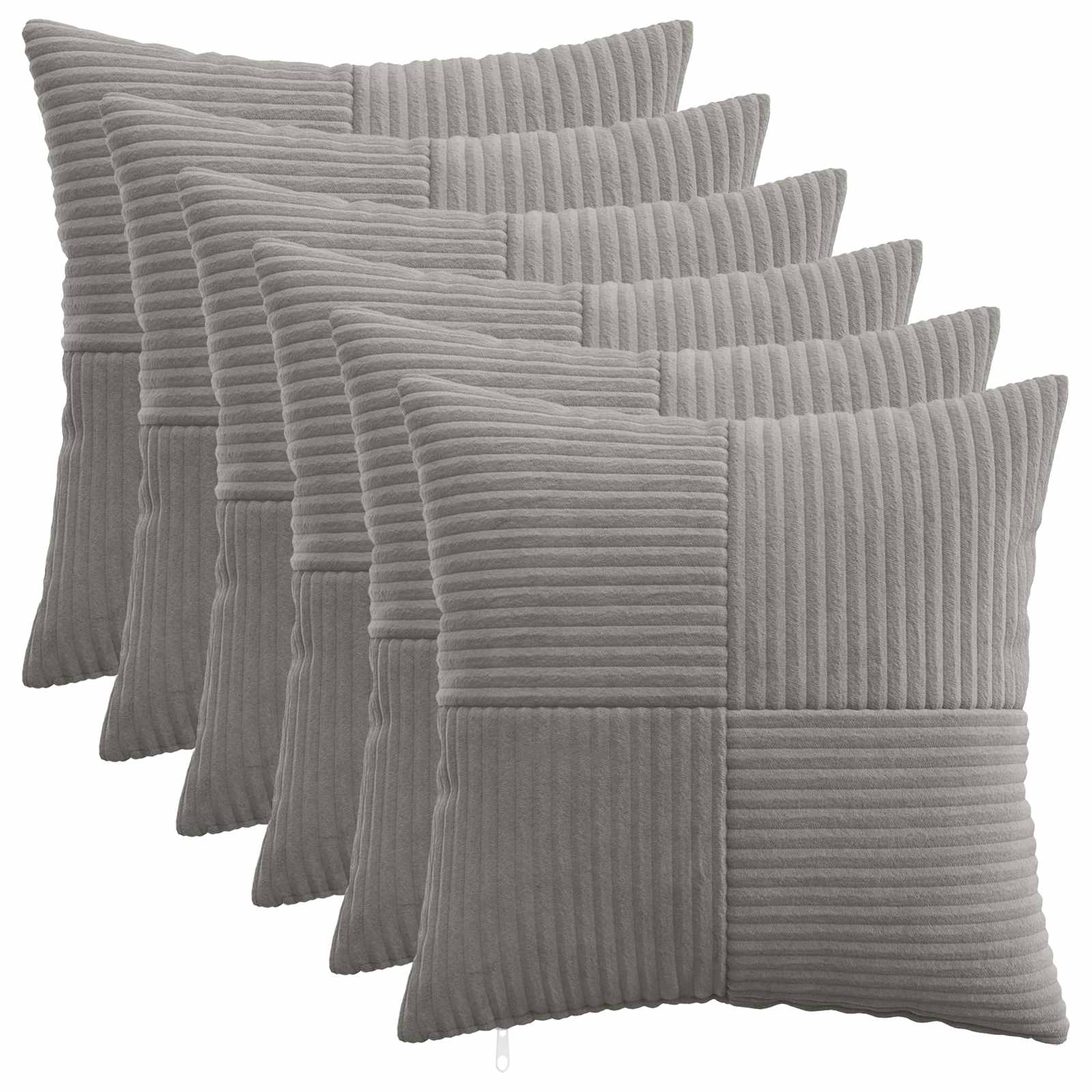 Federa 6 pcs ALMELO Grigio Chiaro 40 x 40 cm corduroy