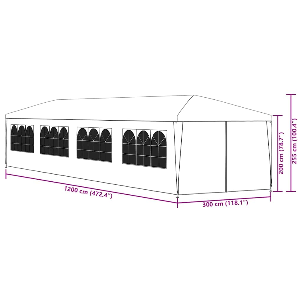 Gazebo da Giardino 3x12 m Bianco