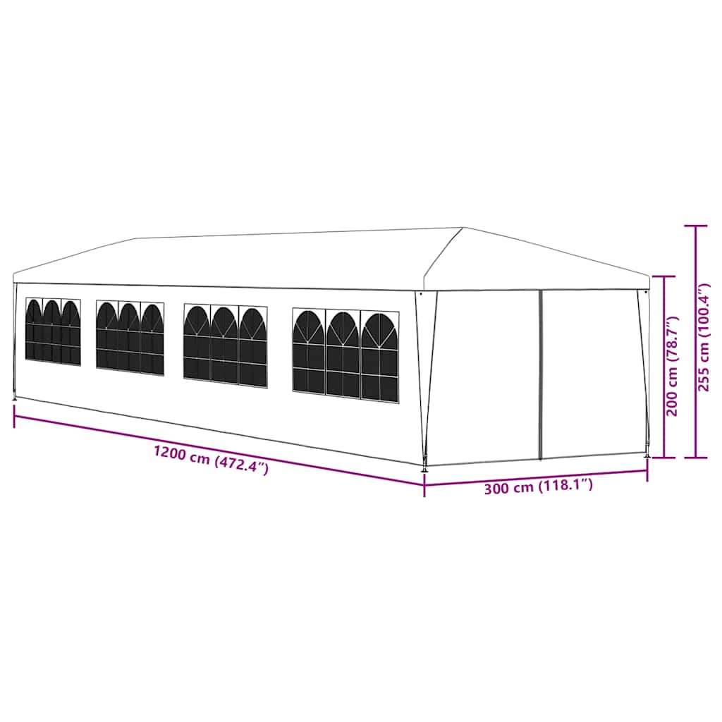 Gazebo da Giardino 3x12 m Blu