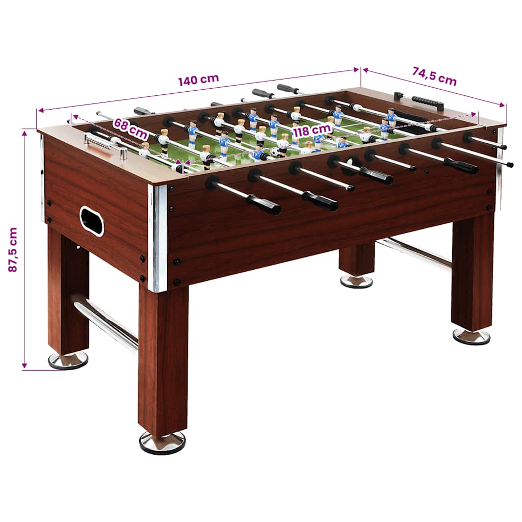 Tavolo Calcio Balilla in Acciaio 140x74,5x87,5 cm Marrone