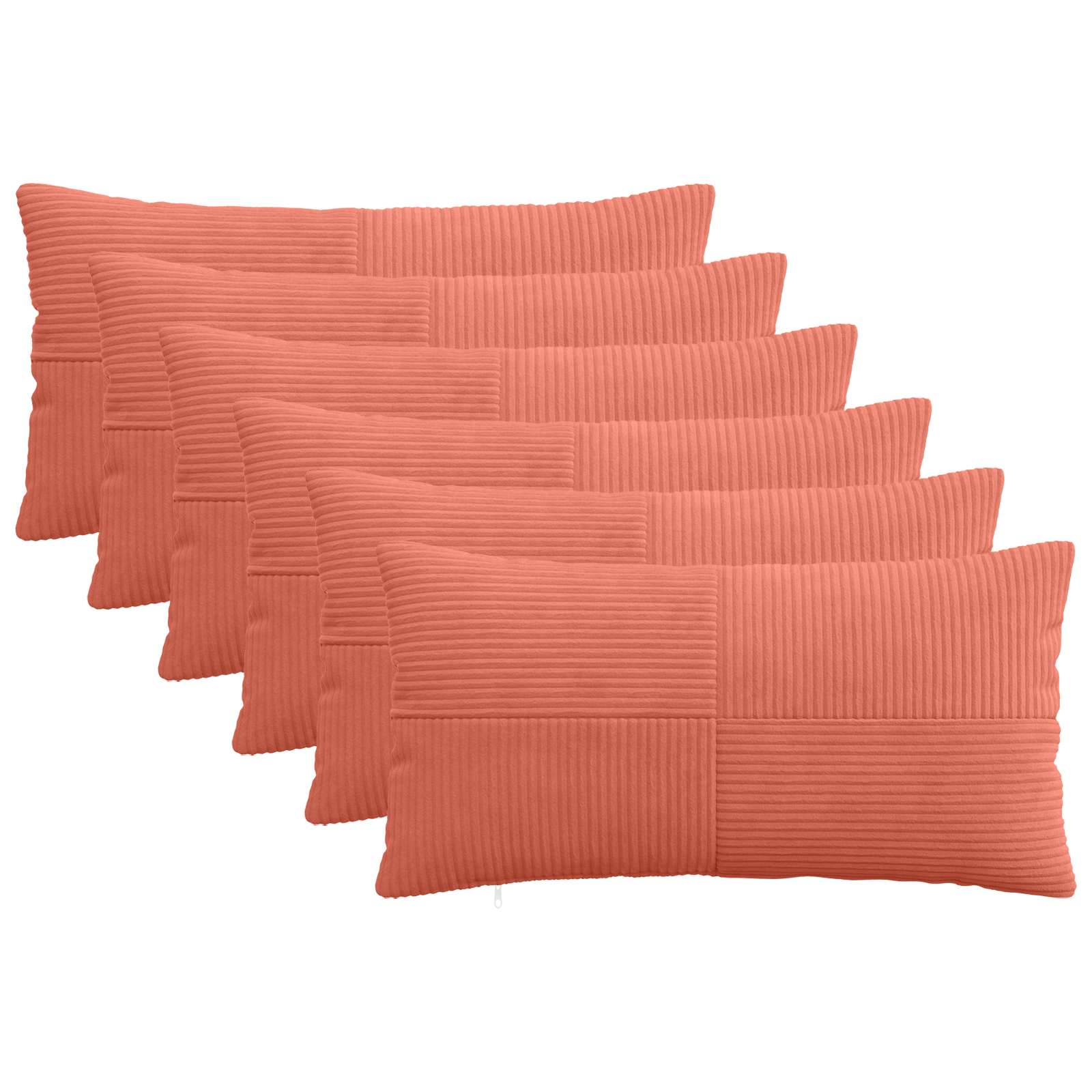 Federa 6 pcs ALMELO Rosso Arancio 40 x 70 cm corduroy