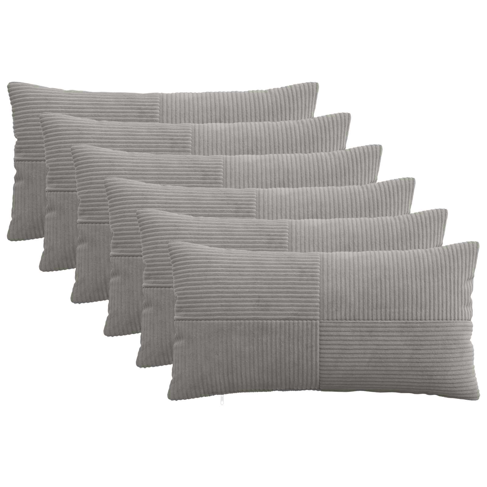 Federa 6 pcs ALMELO Grigio Chiaro 40 x 80 cm corduroy