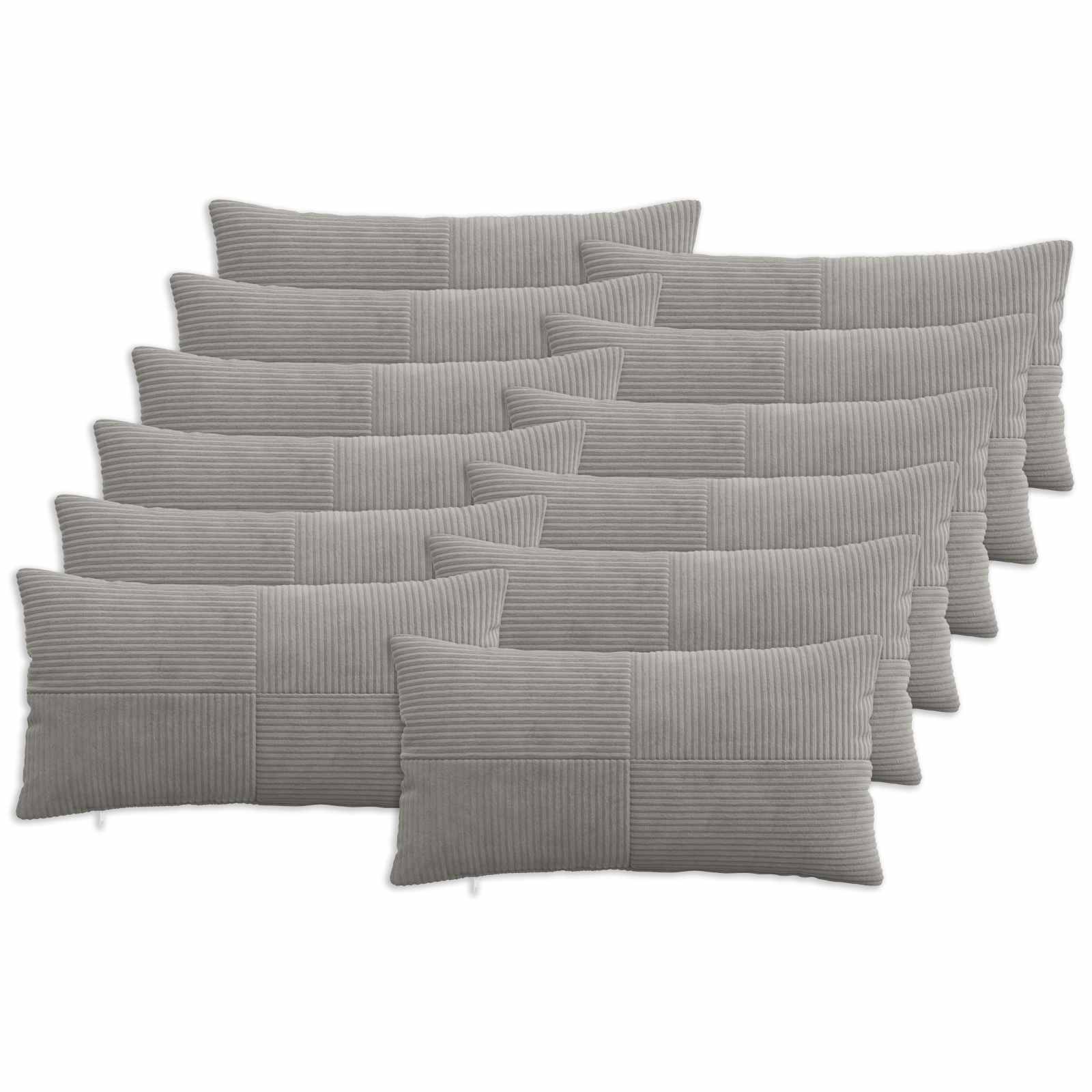 Federa 12 pcs ALMELO Grigio Chiaro 40 x 80 cm corduroy