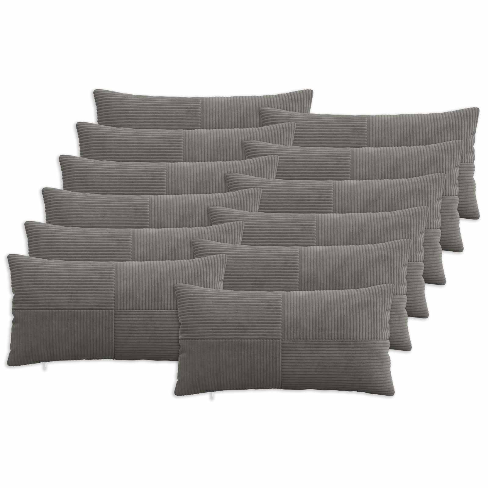 Federa 12 pcs ALMELO Grigio Scuro 40 x 80 cm corduroy