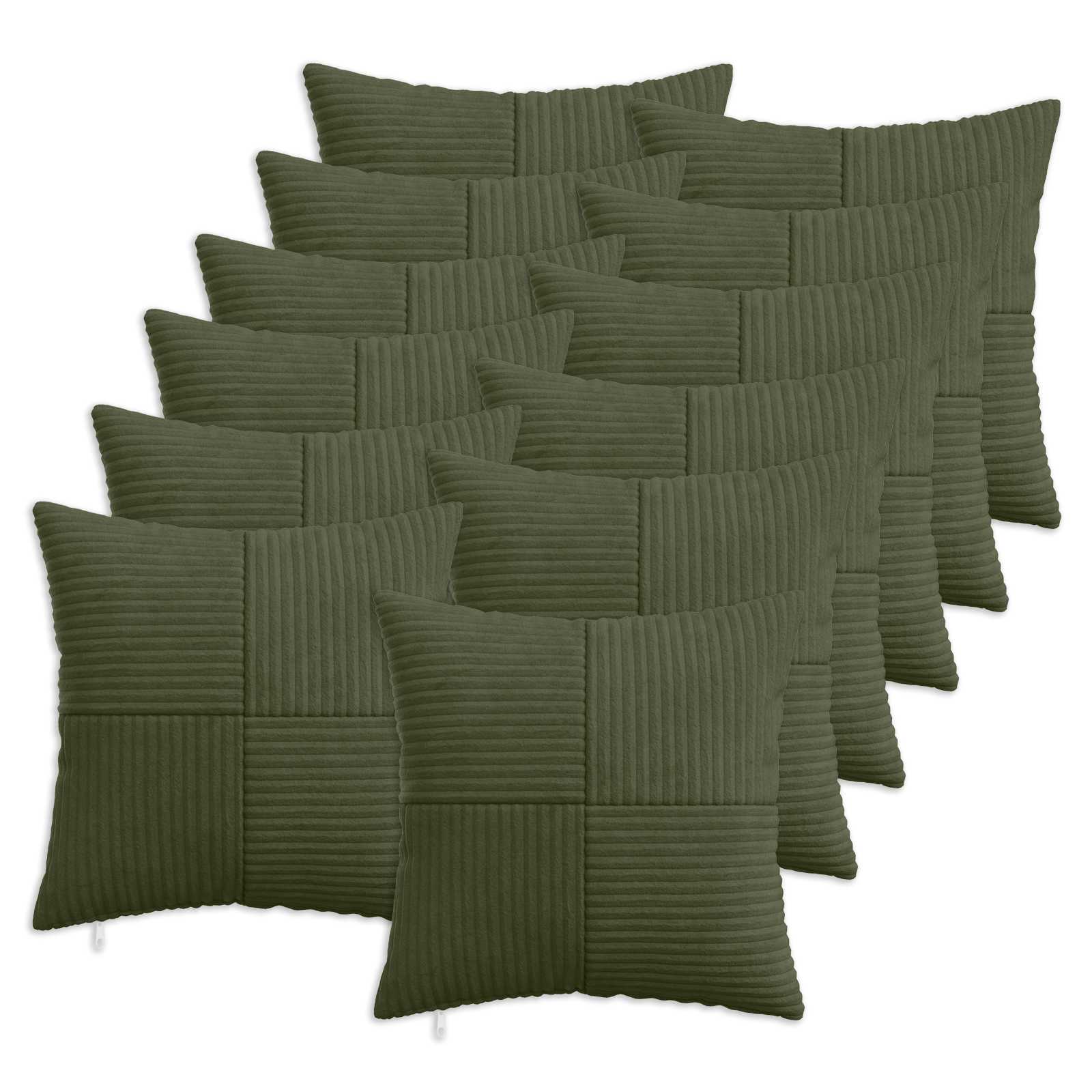 Federa 12 pcs ALMELO Verde 45 x 45 cm corduroy