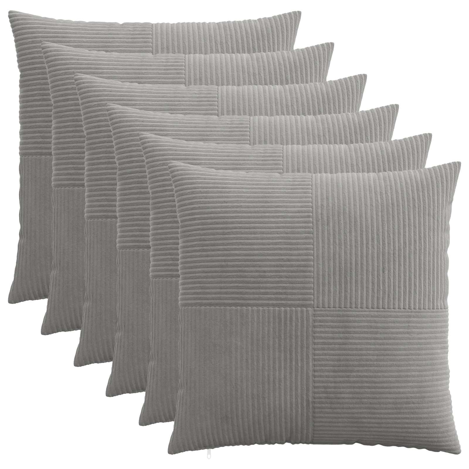 Federa 6 pcs ALMELO Grigio Chiaro 55 x 55 cm corduroy