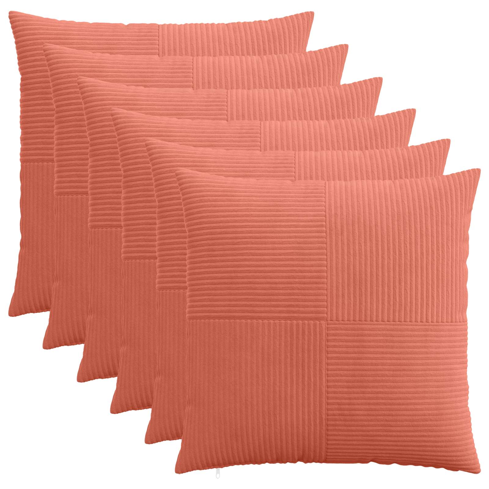 Federa 6 pcs ALMELO Rosso Arancio 60 x 60 cm corduroy