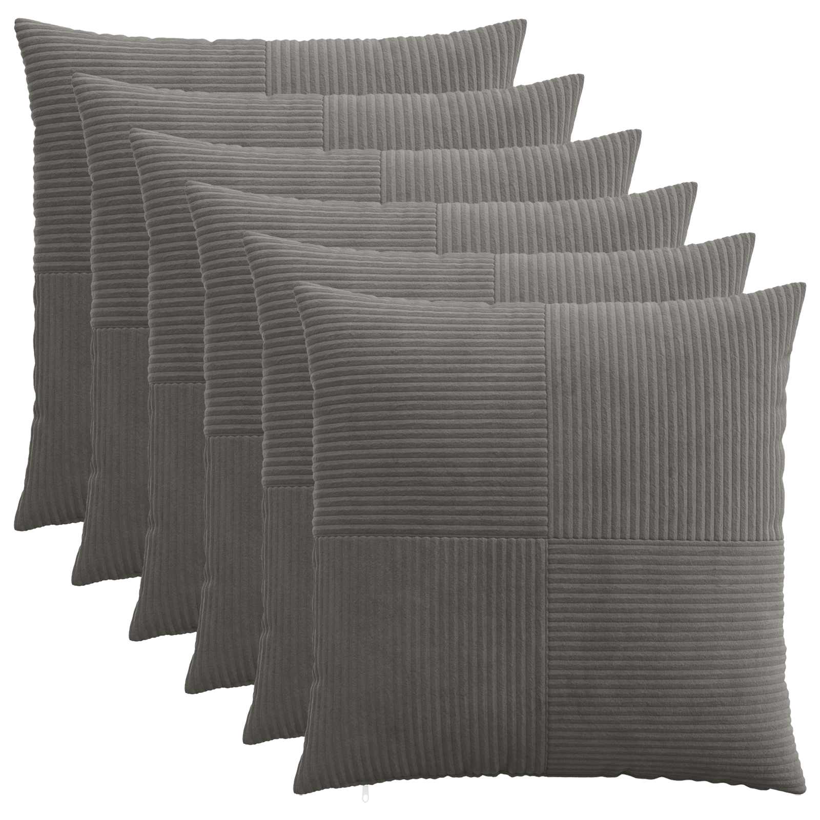Federa 6 pcs ALMELO Grigio Scuro 65 x 65 cm corduroy