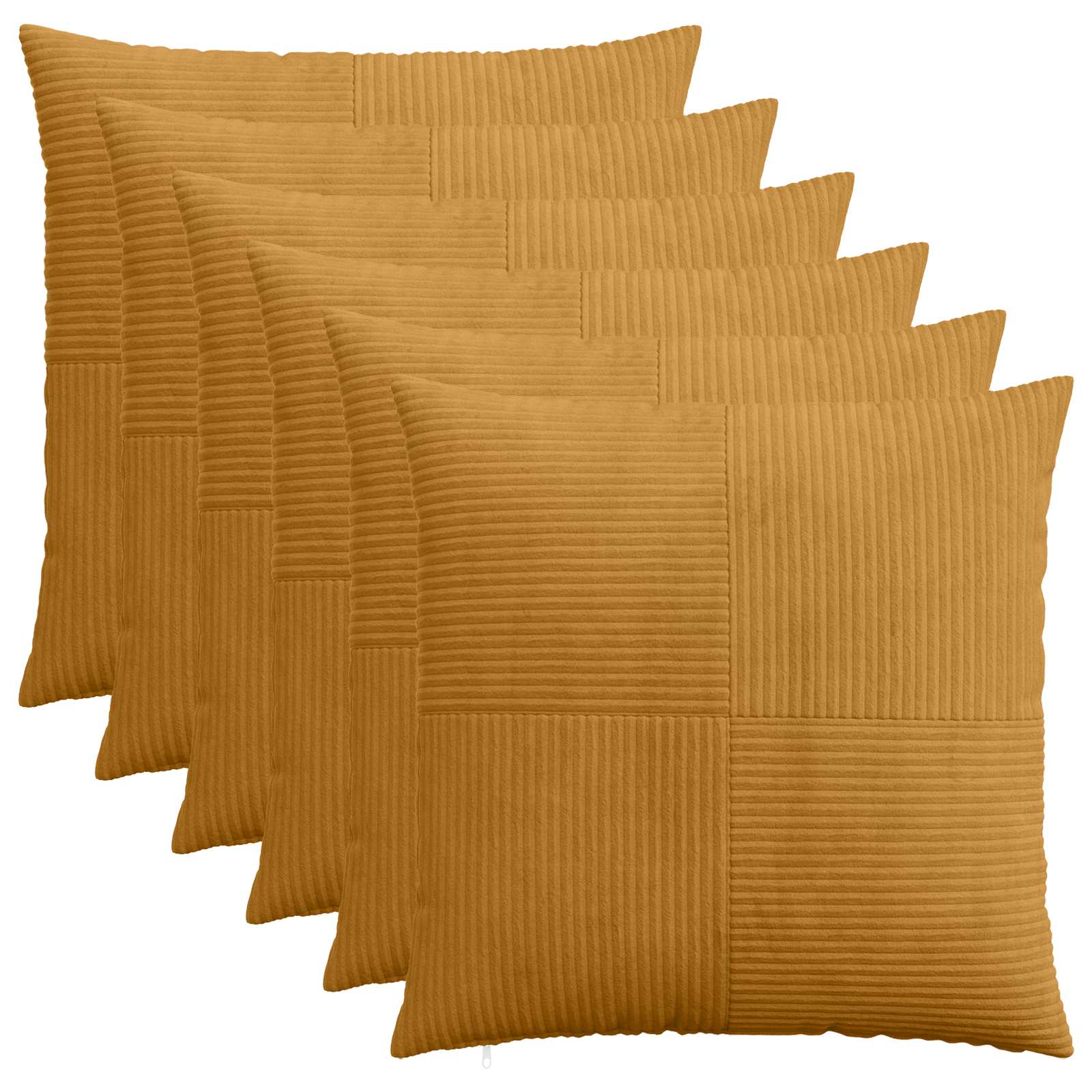 Federa 6 pcs ALMELO Giallo 65 x 65 cm corduroy