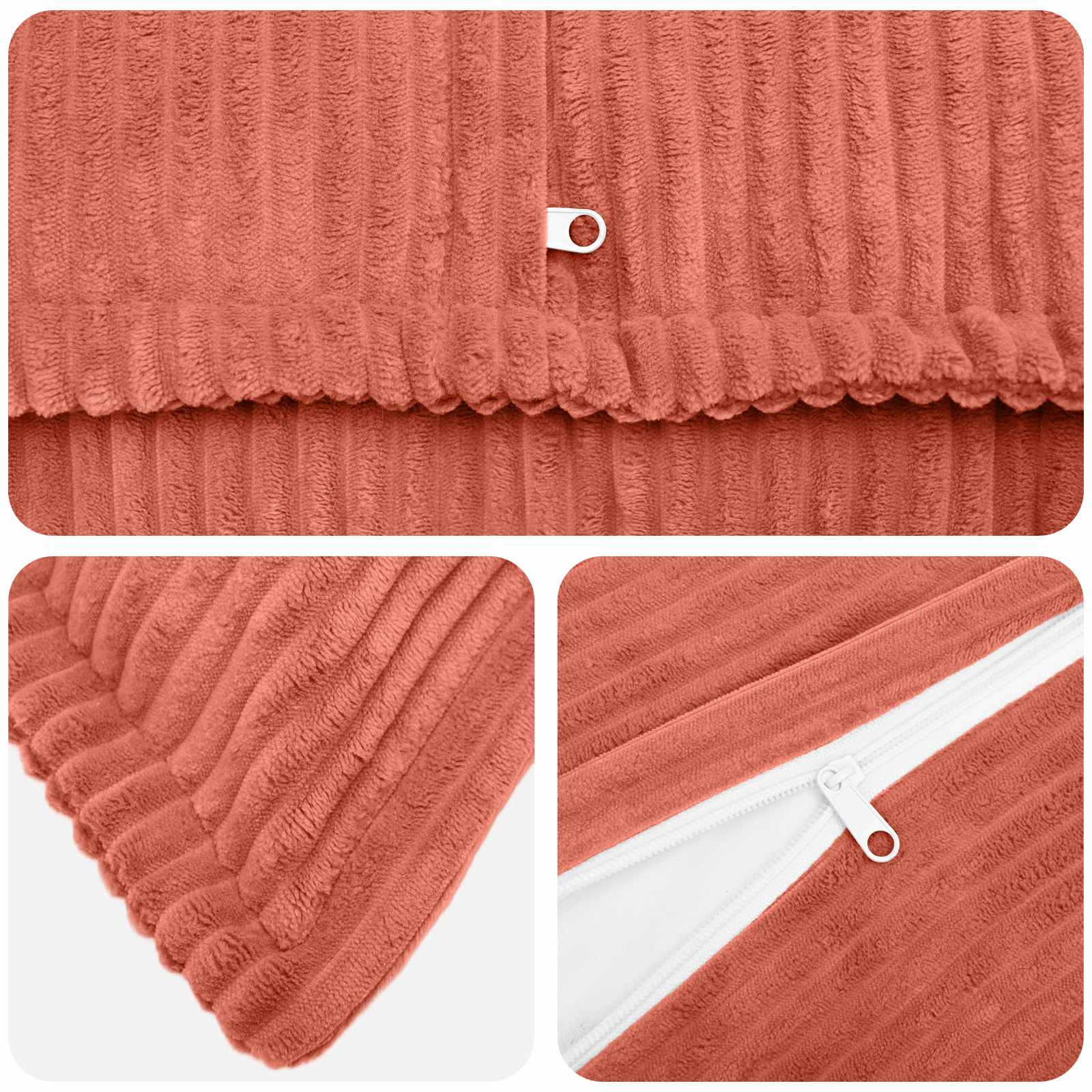 Federa 2 pz HOUTEN Rosso Arancio 30 x 30 cm corduroy