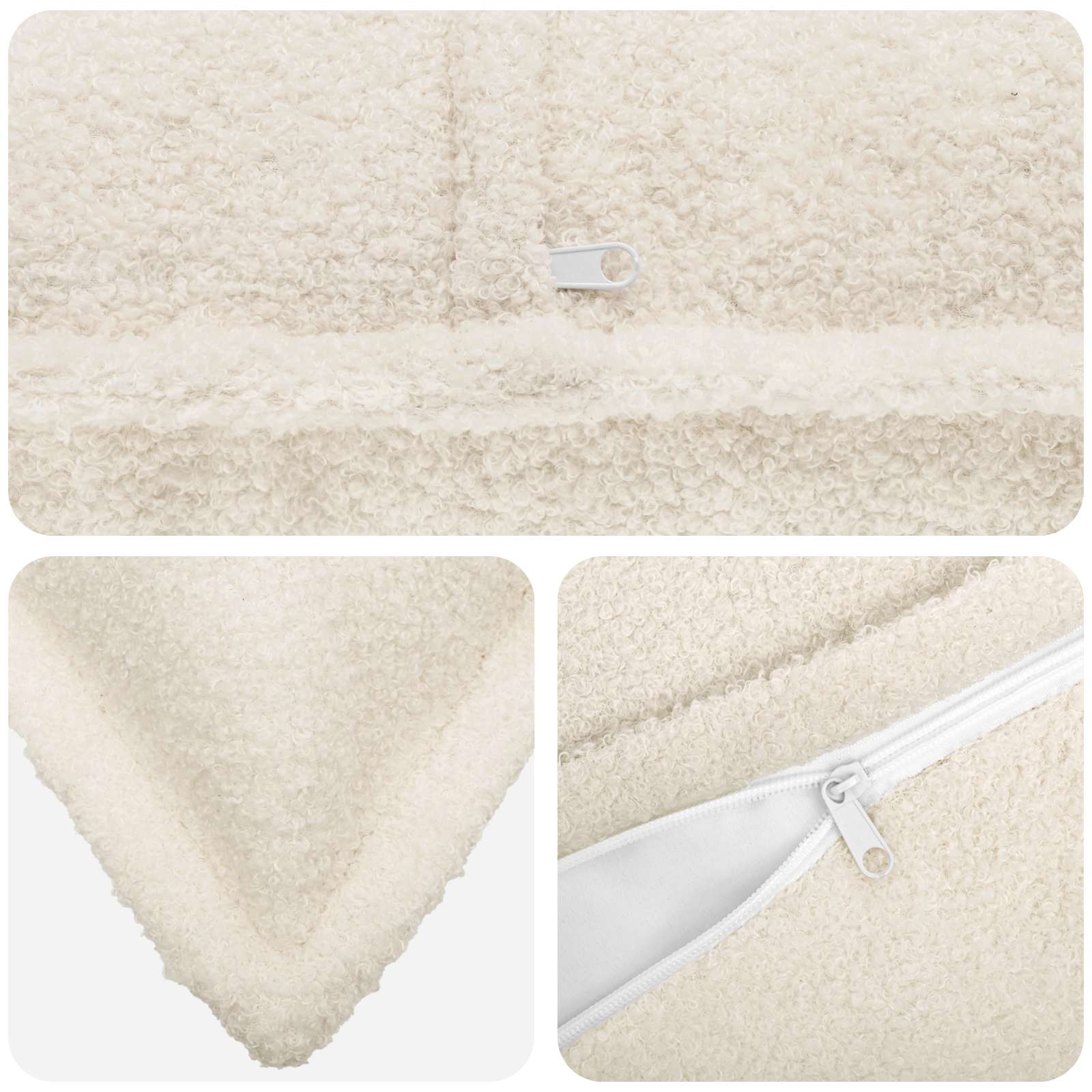 Federa 6 pcs HOUTEN Crema 30 x 30 cm Bouclé