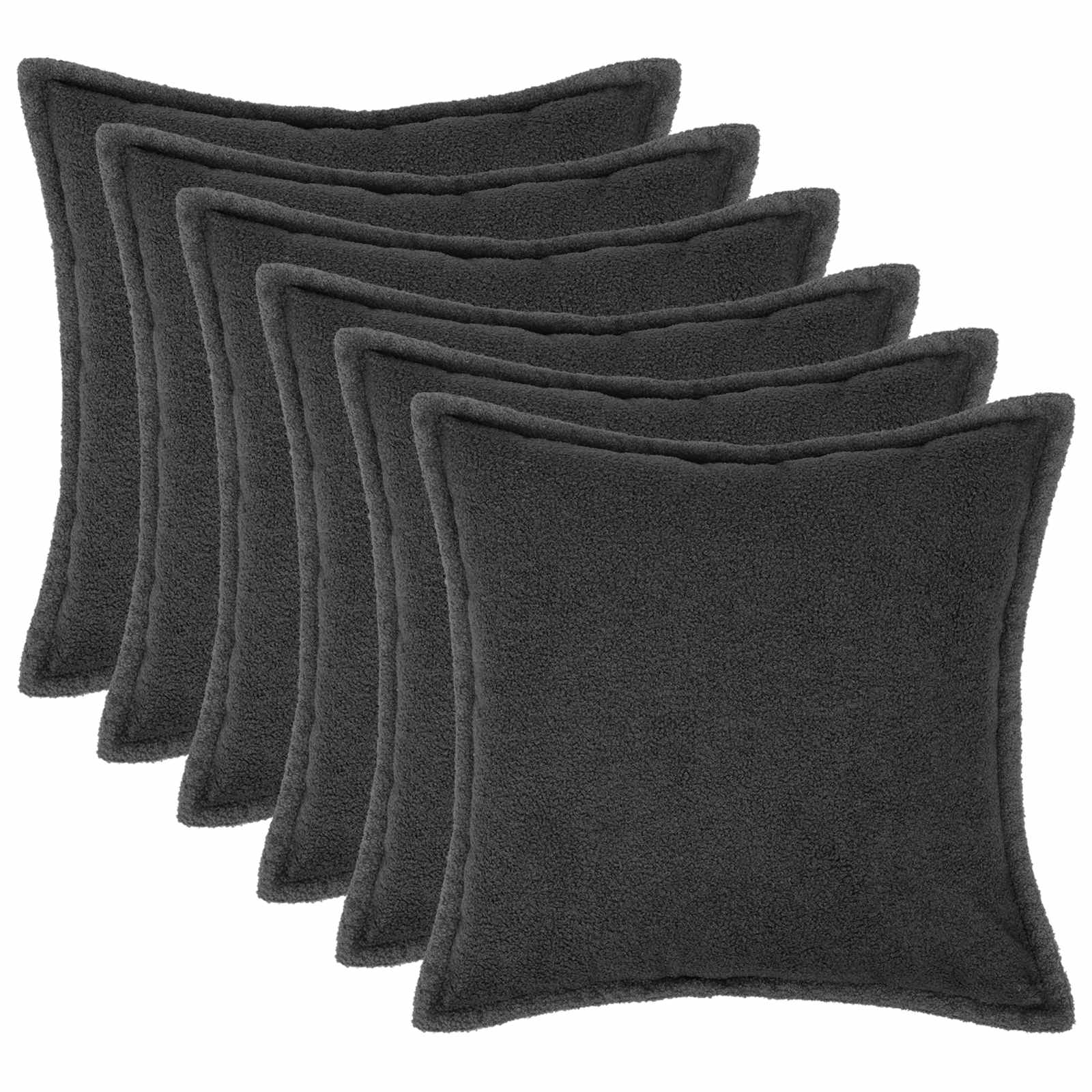 Federa 6 pcs HOUTEN Grigio Scuro 30 x 30 cm Bouclé