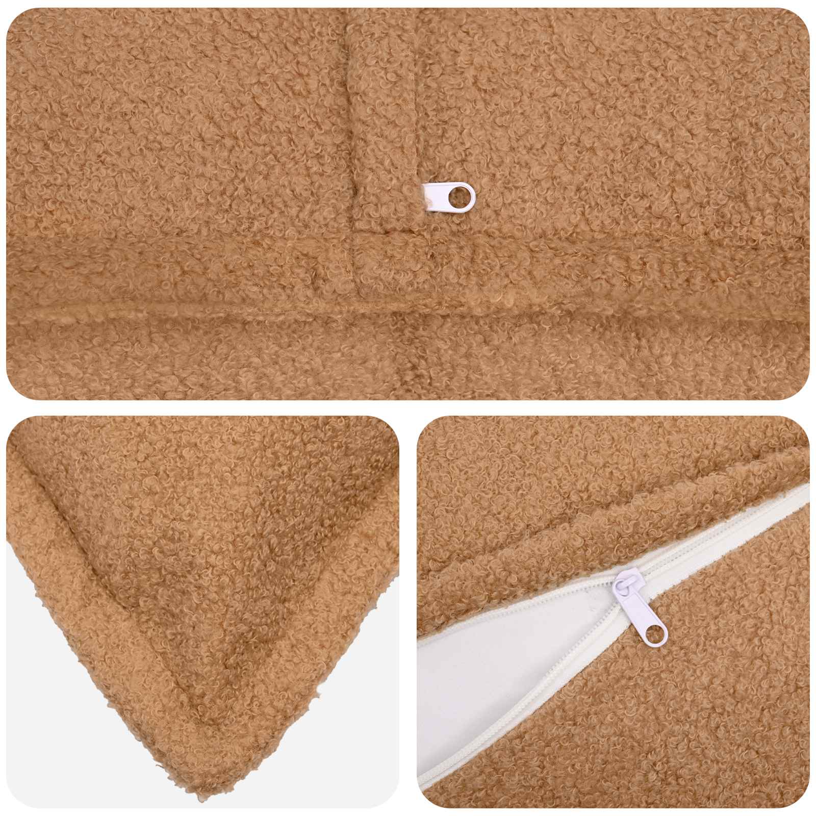 Federa 6 pcs HOUTEN Beige 30 x 30 cm Bouclé