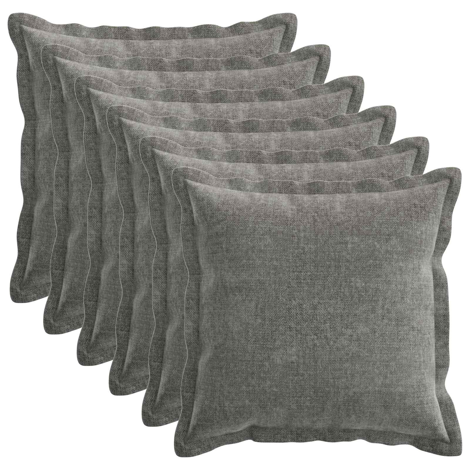 Federa 6 pz HOUTEN Grigio Scuro 30 x 30 cm Tessuto Chenille
