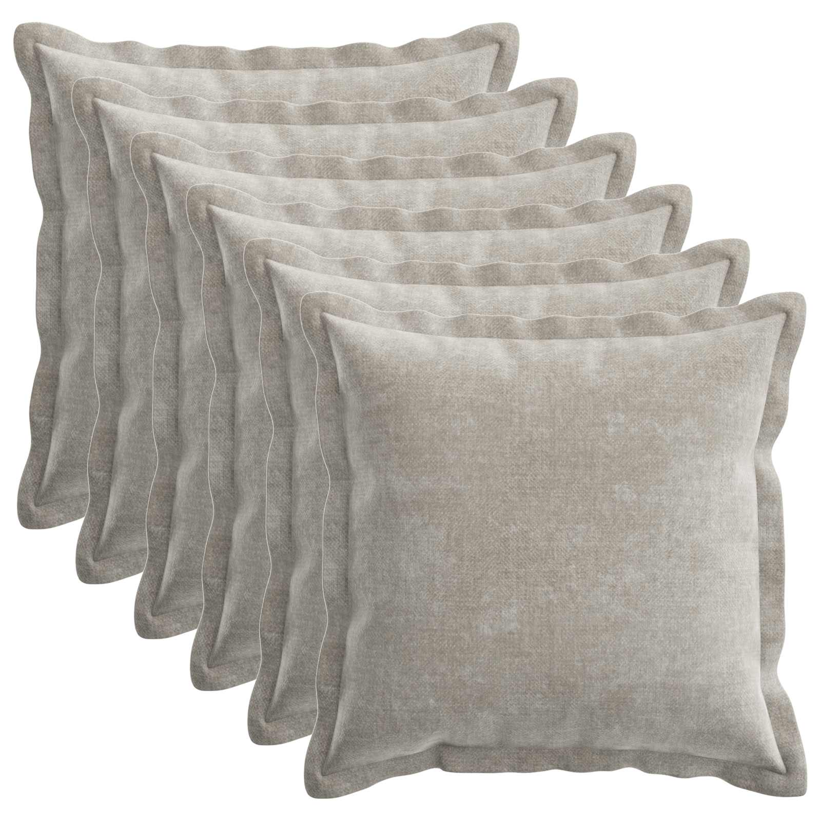 Federa 6 pz HOUTEN Grigio Chiaro 30 x 30 cm Tessuto Chenille