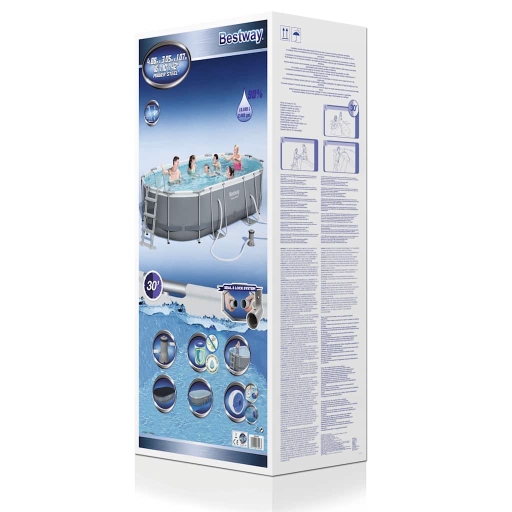 Bestway Set Piscina Ovale Power Steel 488x305x107 cm 56448