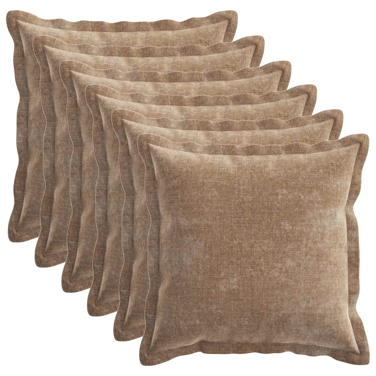 Federa 6 pz HOUTEN Marrone 40 x 40 cm Tessuto Chenille