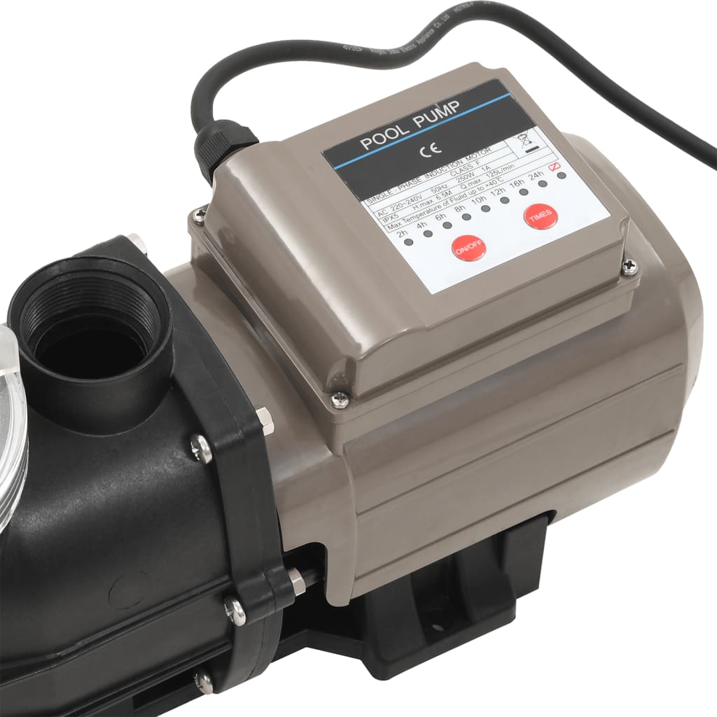 Pompa per Piscina con Timer Nera 0,25 HP 8000 L/h