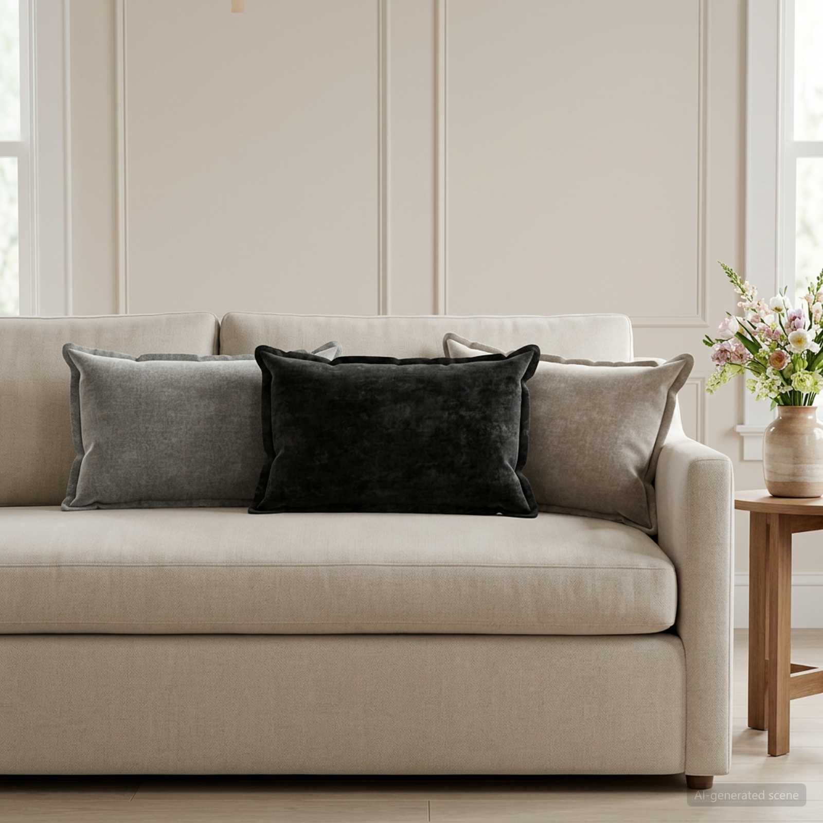 Federa 6 pz HOUTEN Grigio Scuro 40 x 60 cm Tessuto Chenille