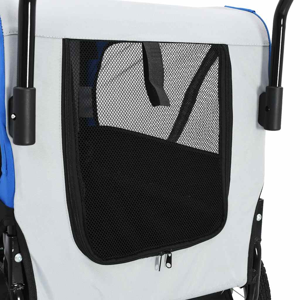 Rimorchio per Animali Domestici e Passeggino 2in1 Grigio e Blu