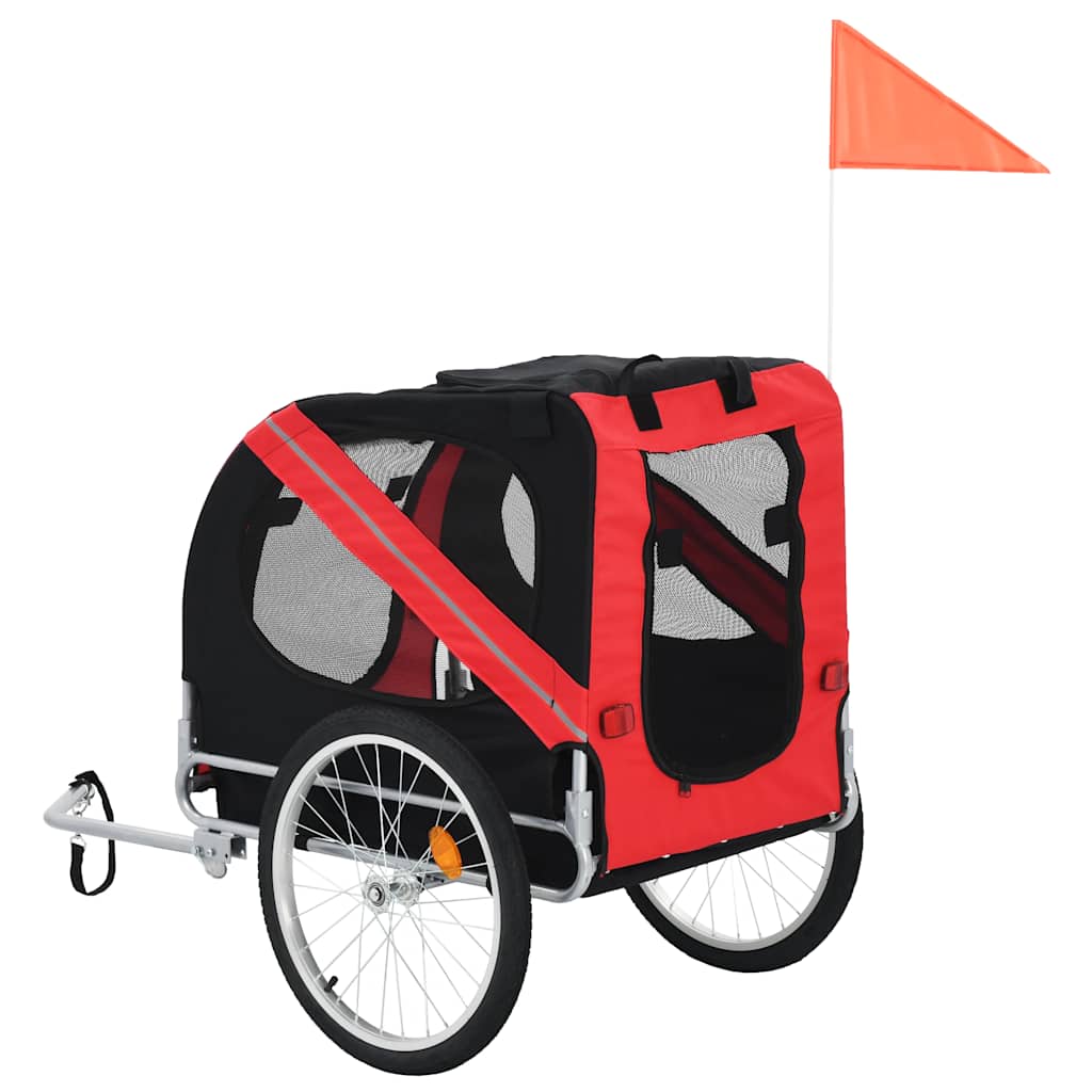 Rimorchio da Bici per Animali Domestici Rosso e Nero