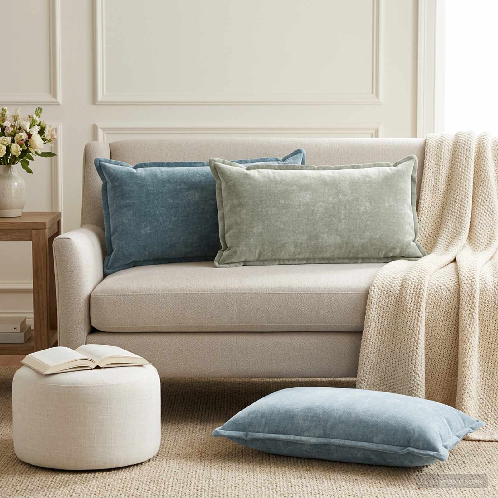Federa 6 pz HOUTEN Blu 40 x 70 cm Tessuto Chenille