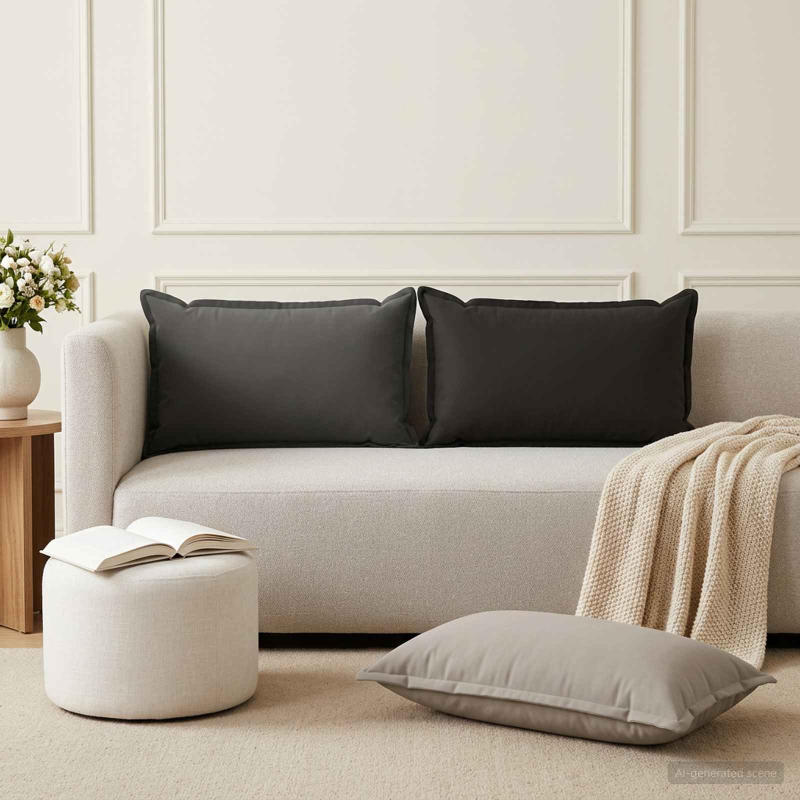 Federa 6 pz HOUTEN Grigio 40 x 70 cm Poliestere