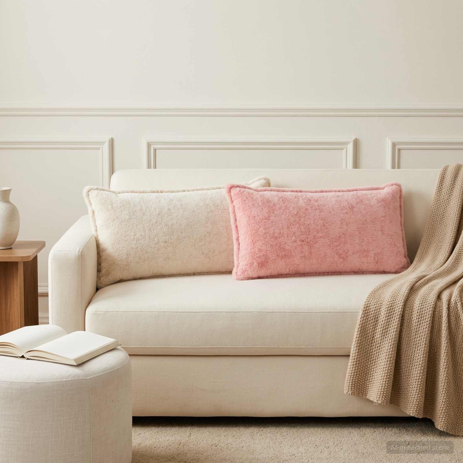 Federa 6 pz HOUTEN Rosa 40 x 70 cm Pelliccia di Coniglio Finta