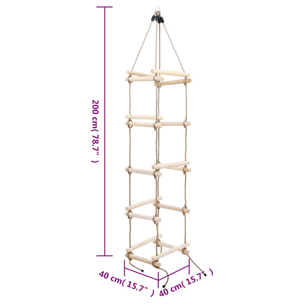Scala di Corda per Bambini 200 cm in Legno