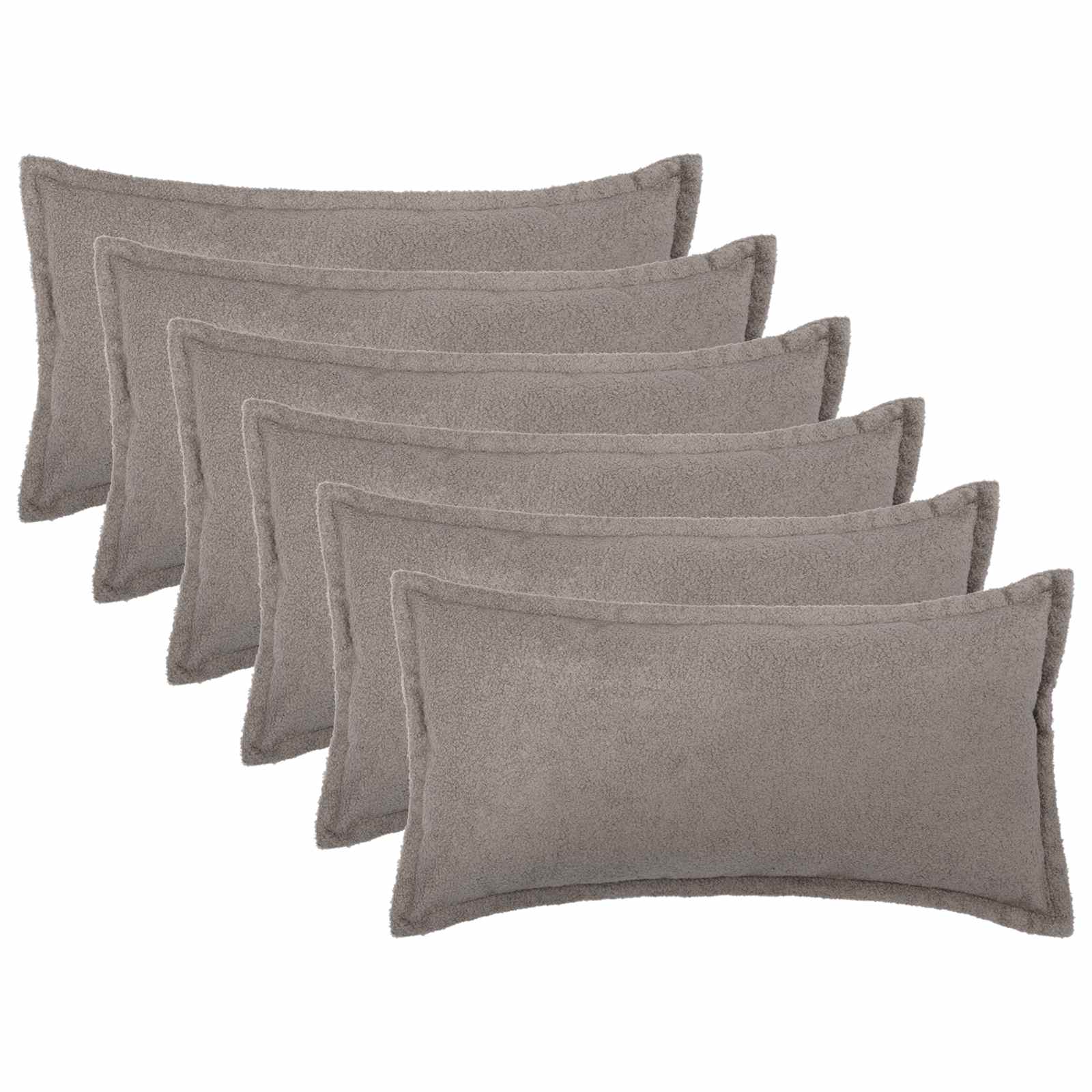 Federa 6 pcs HOUTEN Grigio Chiaro 40 x 80 cm Bouclé