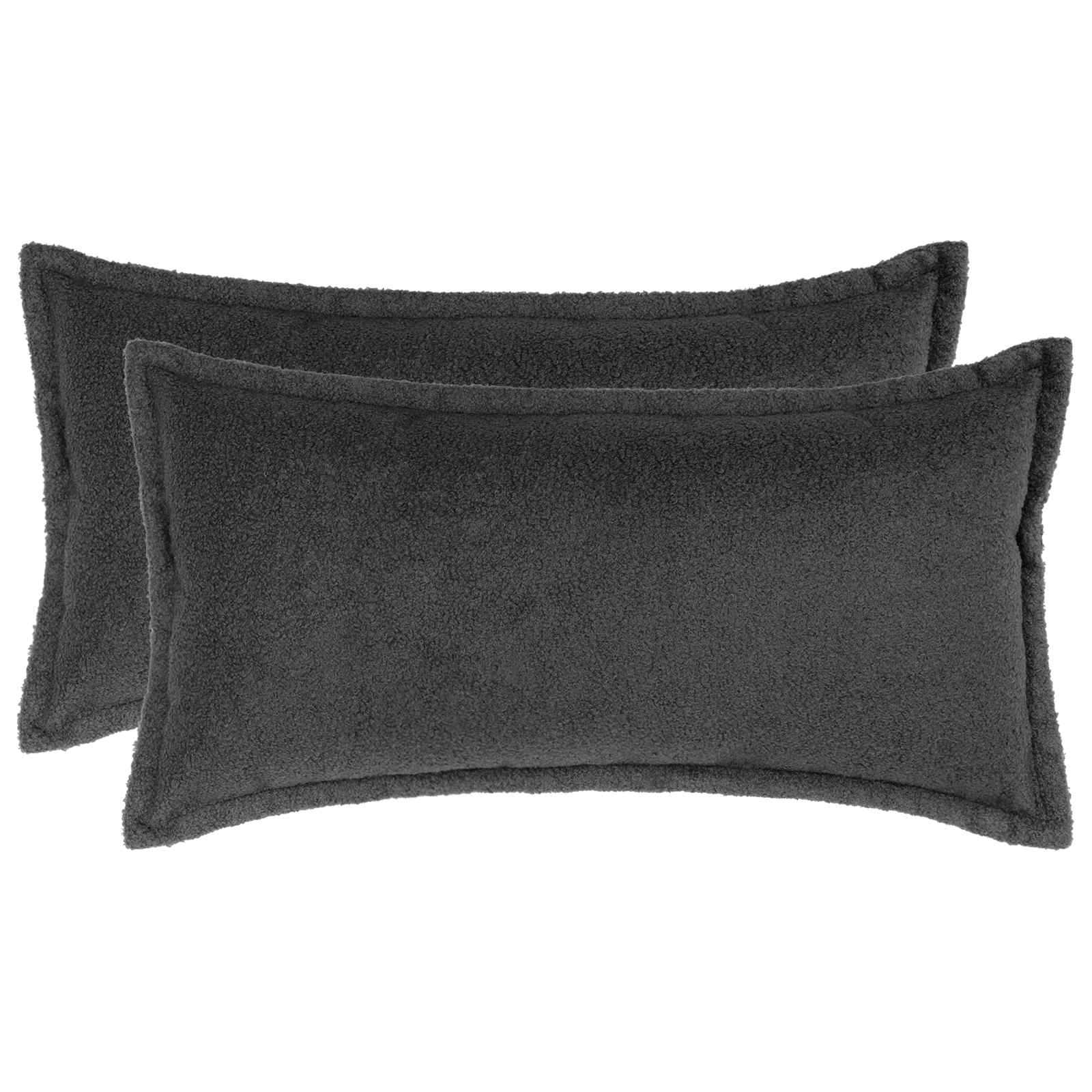 Federa 2 pcs HOUTEN Grigio Scuro 40 x 80 cm Bouclé
