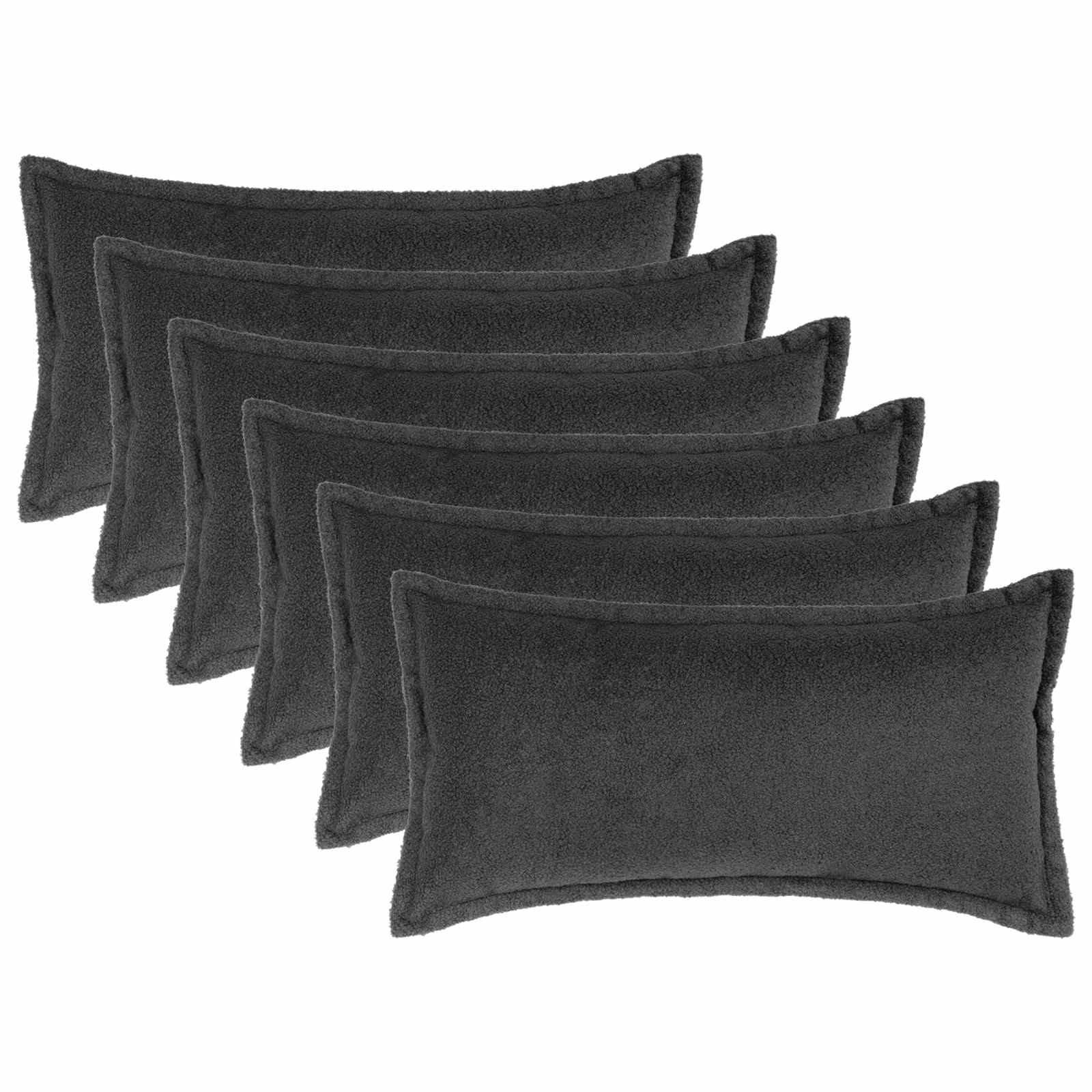 Federa 6 pcs HOUTEN Grigio Scuro 40 x 80 cm Bouclé