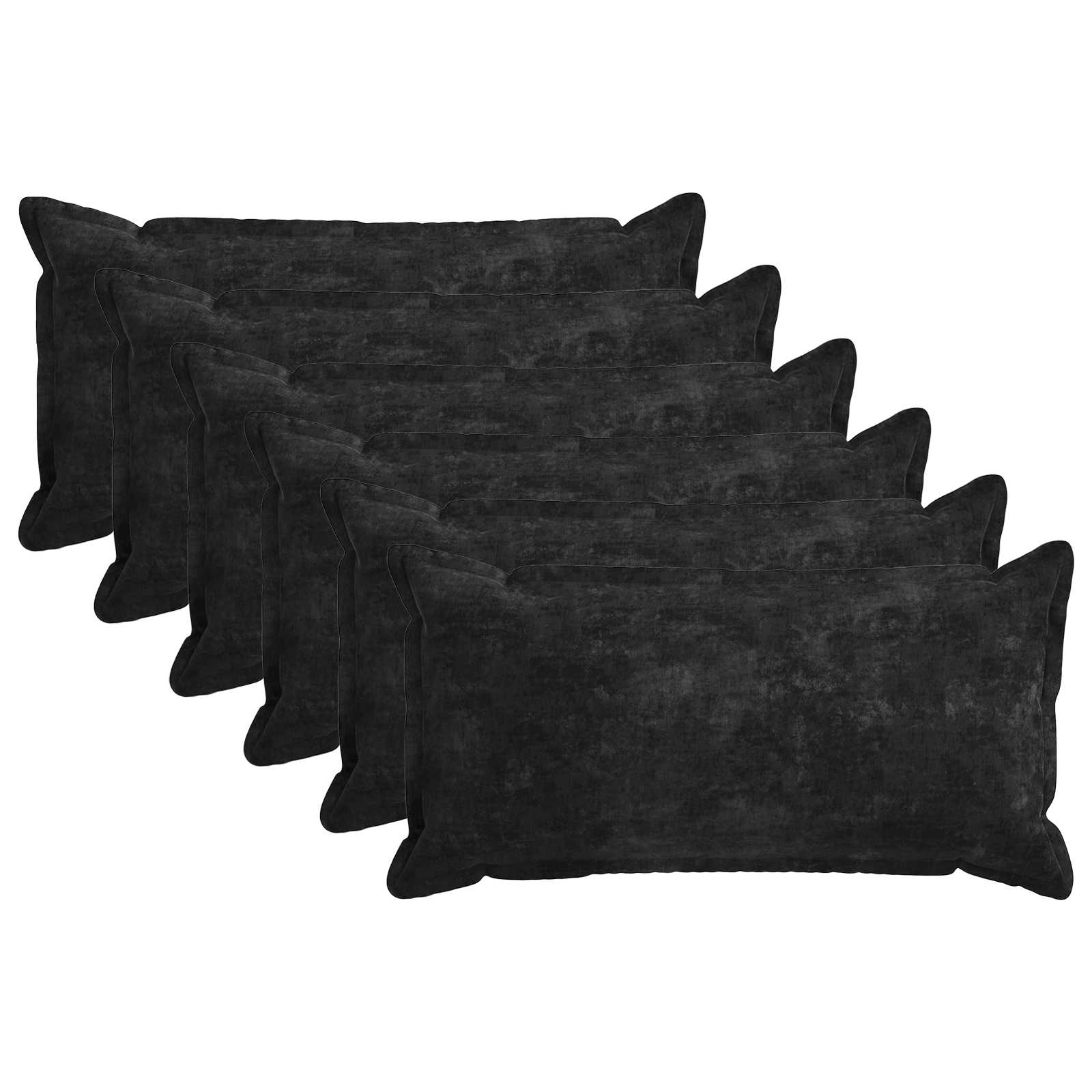 Federa 6 pz HOUTEN Antracite 40 x 80 cm Tessuto Chenille
