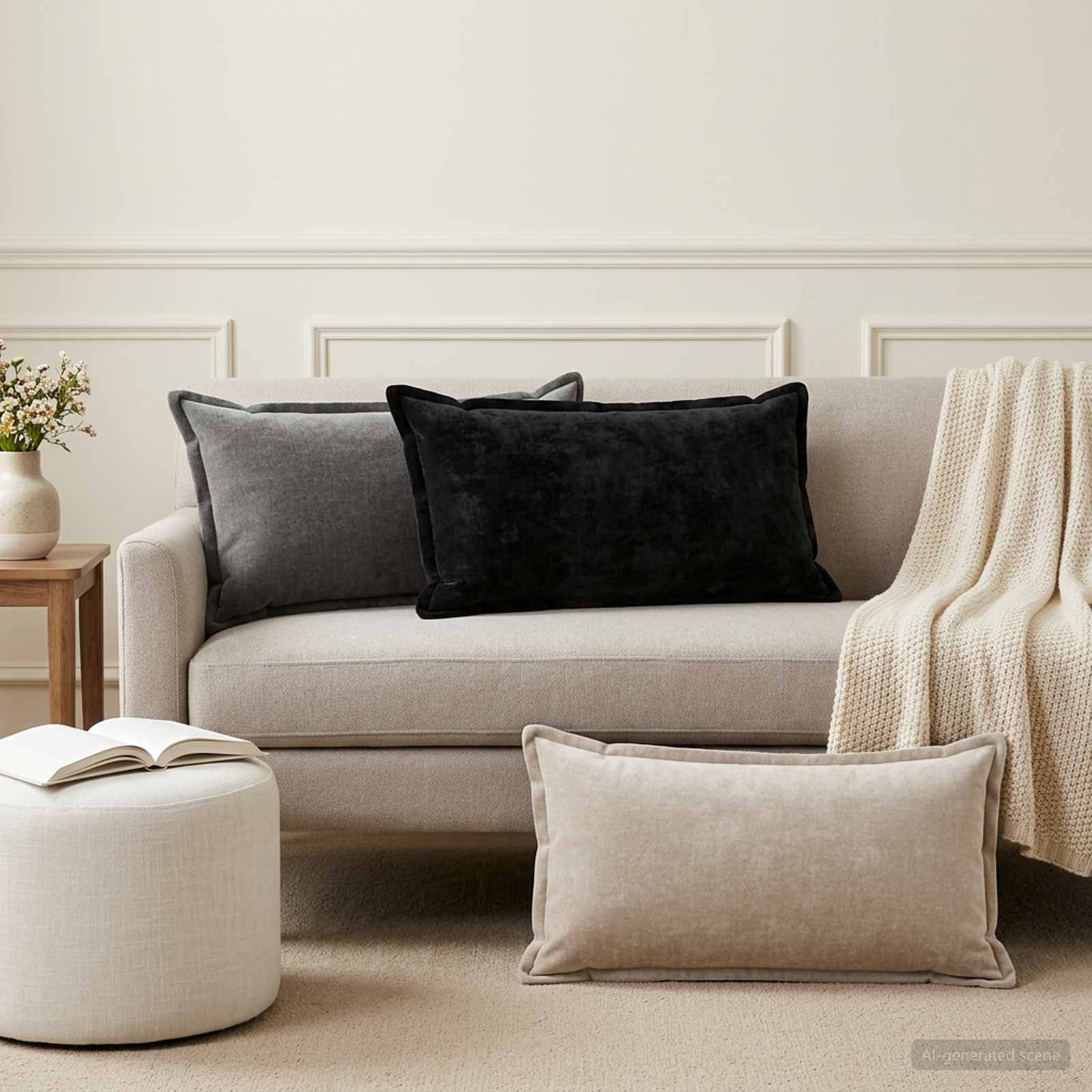 Federa 2 pz HOUTEN Grigio Scuro 40 x 80 cm Tessuto Chenille
