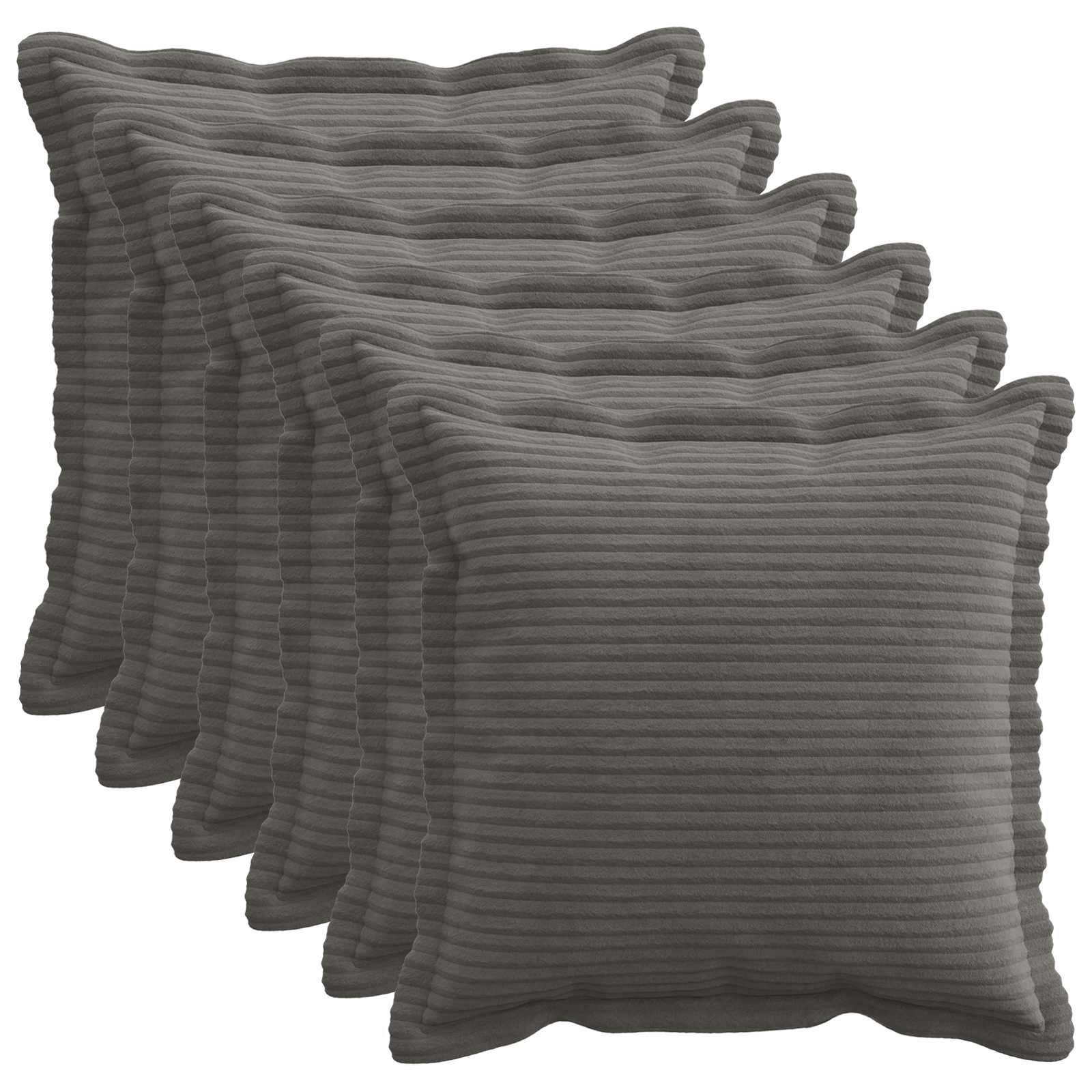 Federa 6 pz HOUTEN Grigio Scuro 45 x 45 cm corduroy