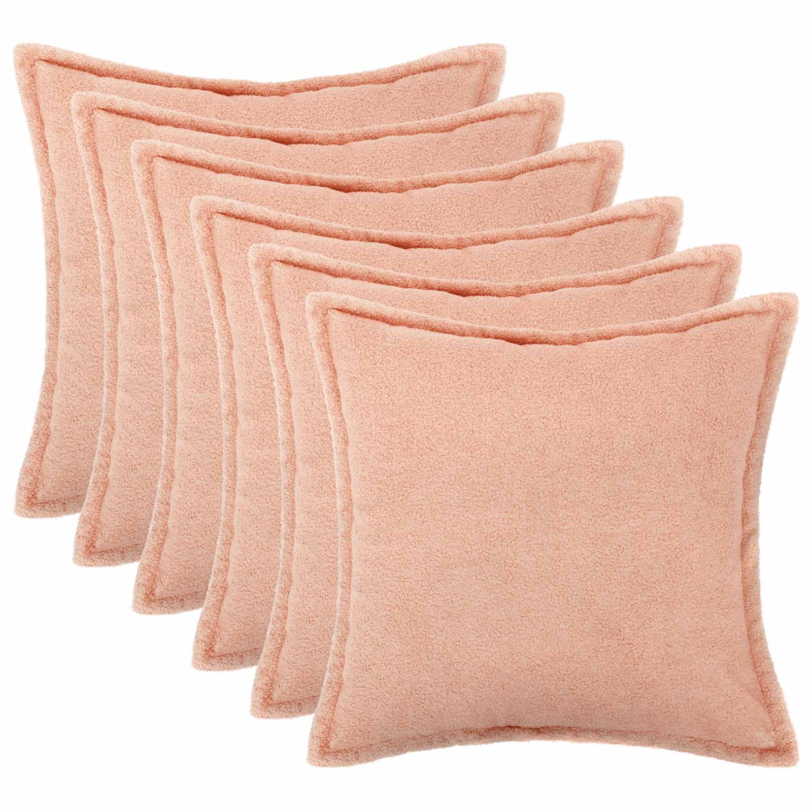 Federa 6 pcs HOUTEN Rosa 45 x 45 cm Bouclé