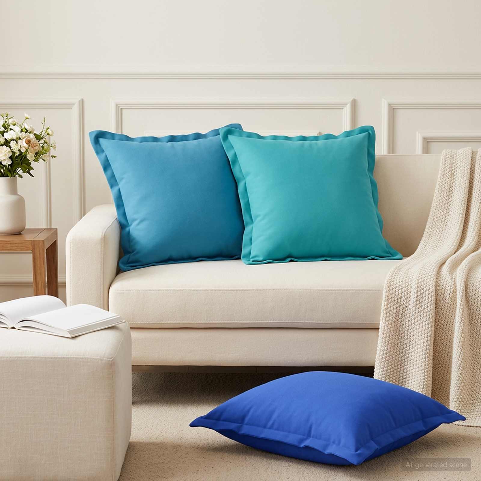 Federa 2 pz HOUTEN Azzurro 45 x 45 cm Poliestere