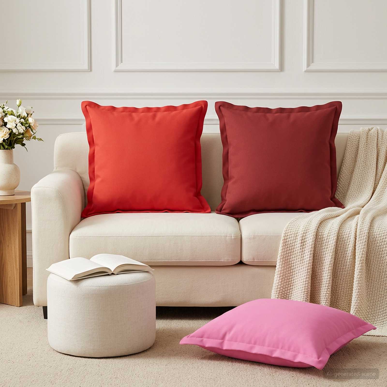 Federa 12 pz HOUTEN Rosso Vino 45 x 45 cm Poliestere