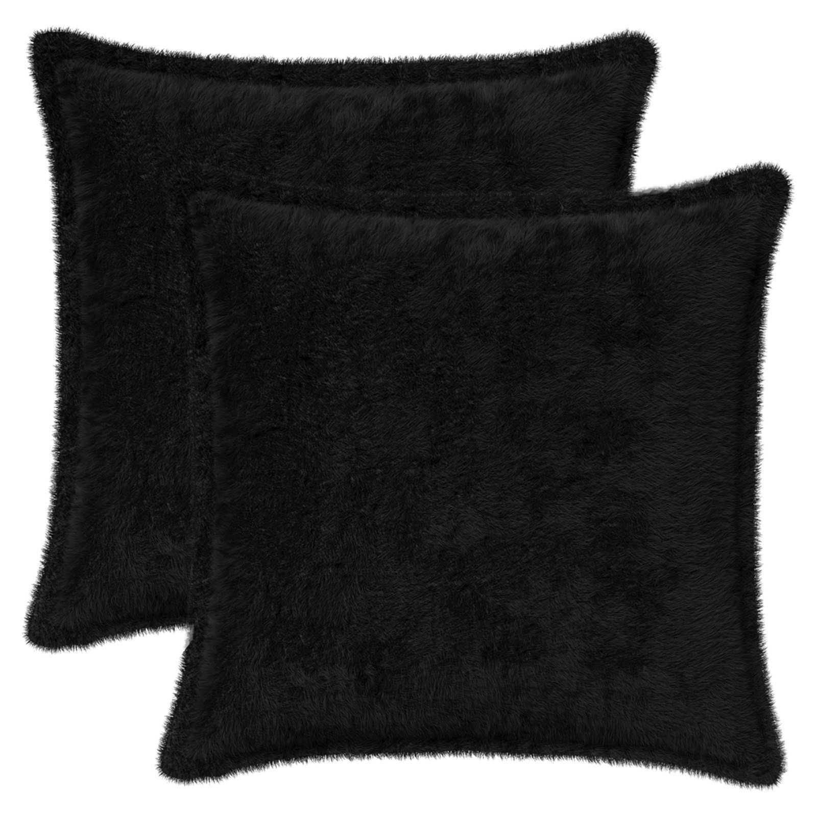 Federa 2 pz HOUTEN Nero 45 x 45 cm Pelliccia di Coniglio Finta