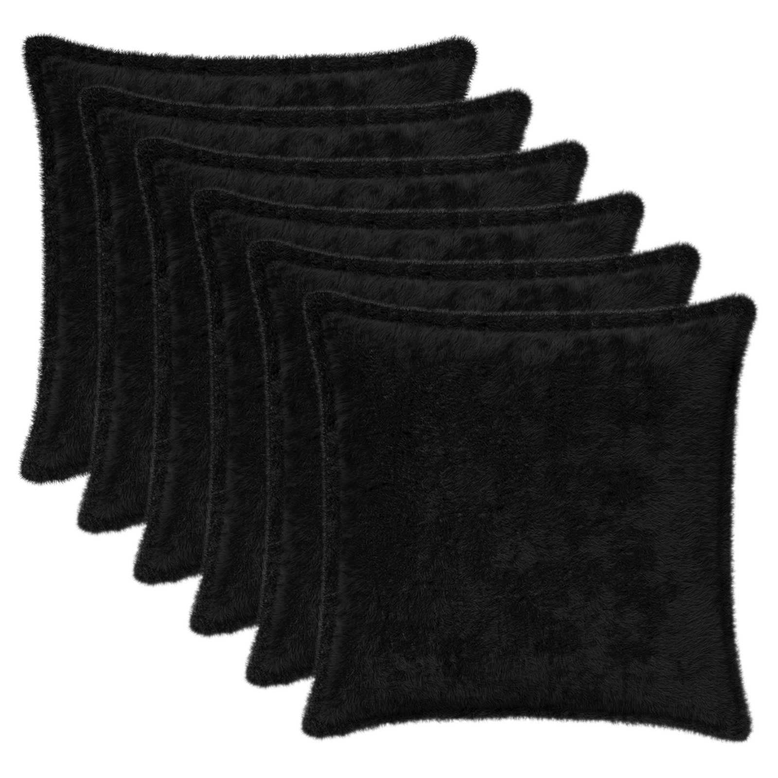 Federa 6 pz HOUTEN Nero 45 x 45 cm Pelliccia di Coniglio Finta